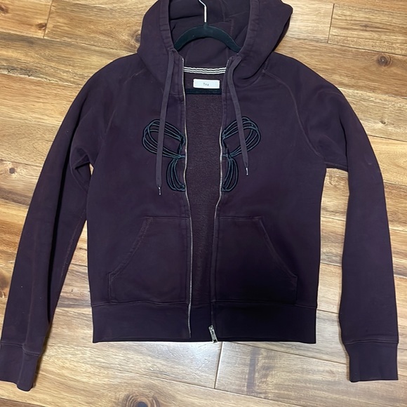 Aritzia TNA purple Zip Up Logo Embroidered Hoodie Sweater Size Medium - Picture 2 of 7